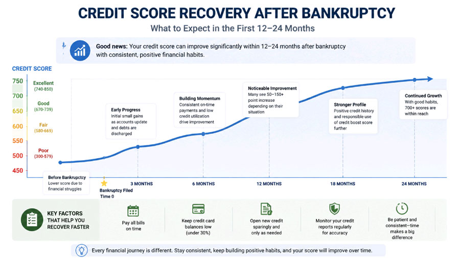 credit score recovery timeline after bankruptcy discharge