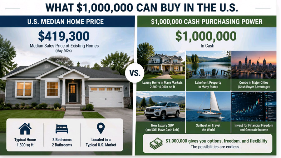 What $1 million buys compared to the median US home price in 2026