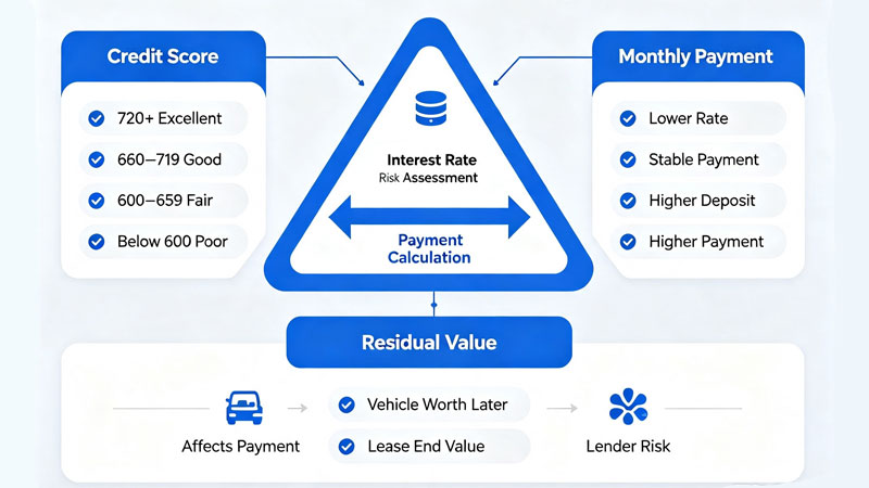 How credit score affects lease payment diagram