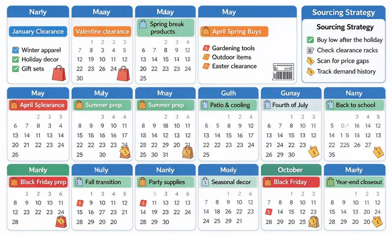 seasonal retail arbitrage sourcing calendar by month