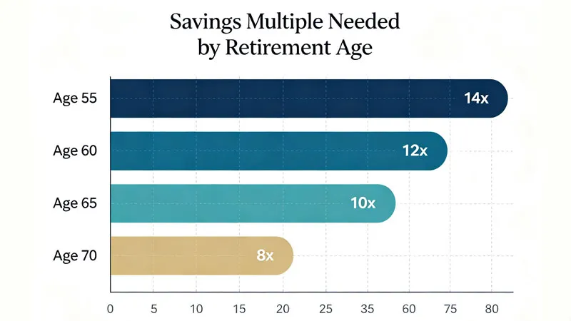 savings multiple needed by retirement age comparison chart