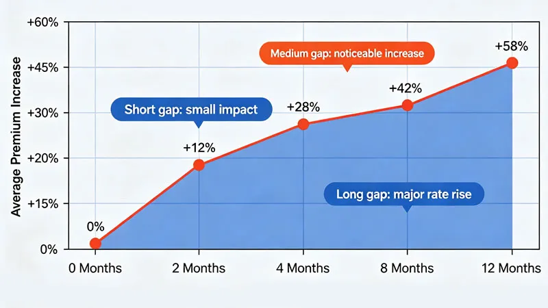 chart showing how insurance coverage gaps increase future premiums
