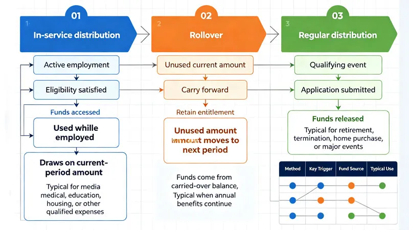 In-service distribution vs rollover vs regular distribution comparison chart