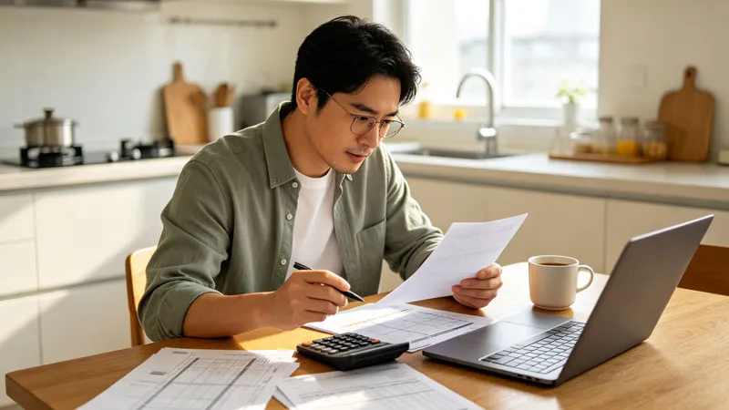 young professional reviewing student loan and mortgage budget