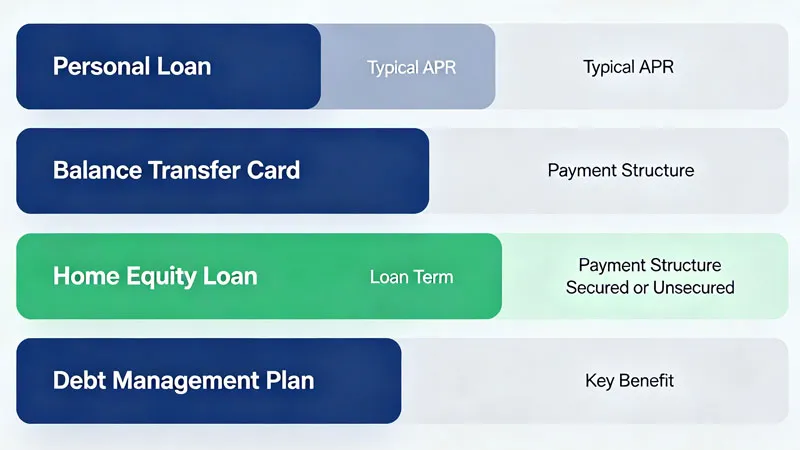 Types of debt consolidation loans comparison chart