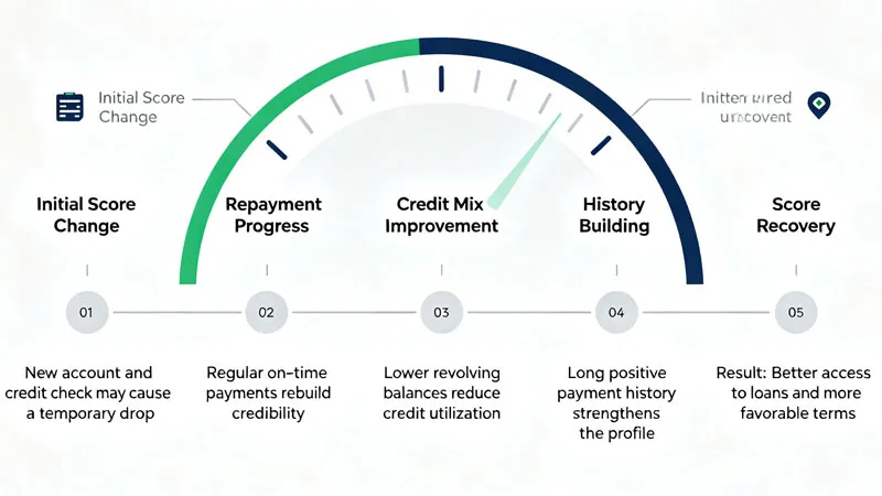 Credit score recovery timeline after debt consolidation