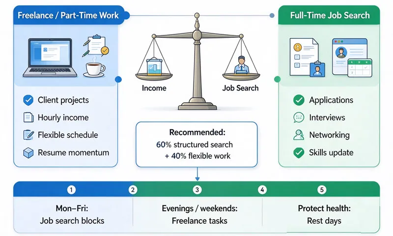 balancing freelance income and job search time chart