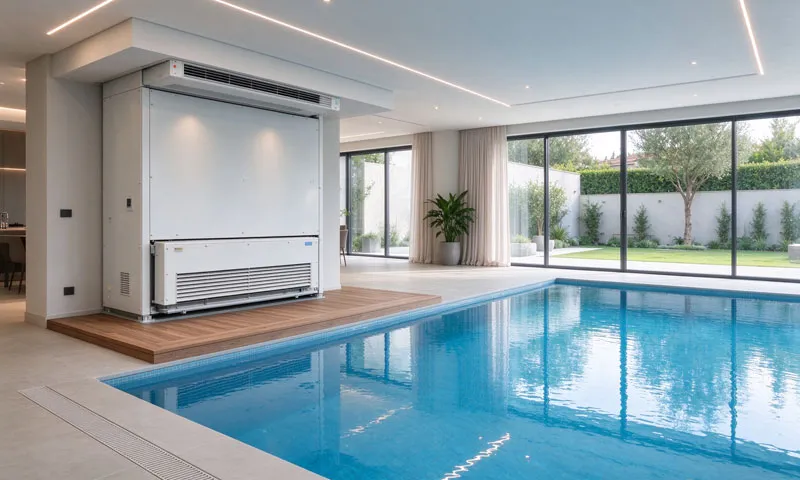 modern indoor swimming pool with dehumidification system